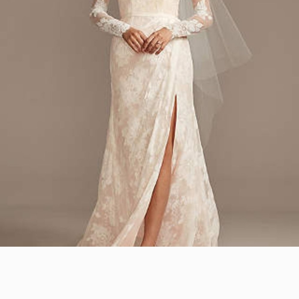 Melissa Sweet Lace Long Sleeve Wedding Dress in Cream